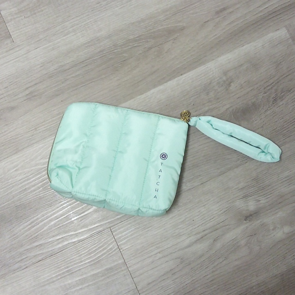 Tatcha Light Green Quilted Cosmetic Bag
